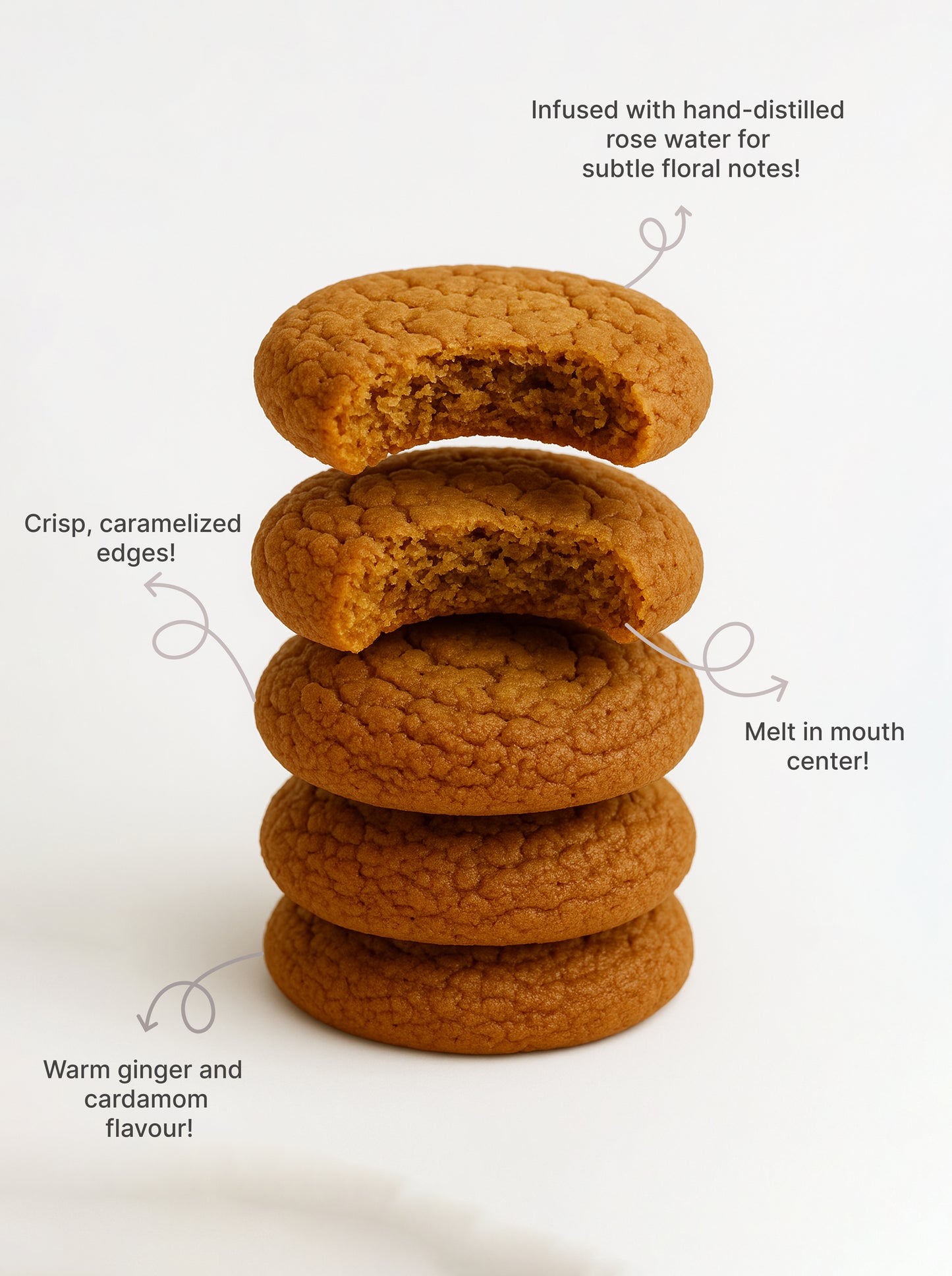 Ginger Cardamom Rose Cookies